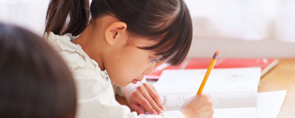 Infant utilitzant material educatiu a l'aula per treballar els tallers amb fauna